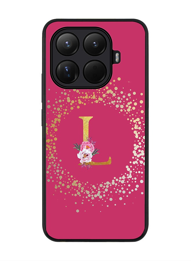 For Xiaomi 15T Pro Case,Slim fit Camera Protection, Shockproof Thin Phone cover  - Custom Monogram Floral - L ( Deep Pink )